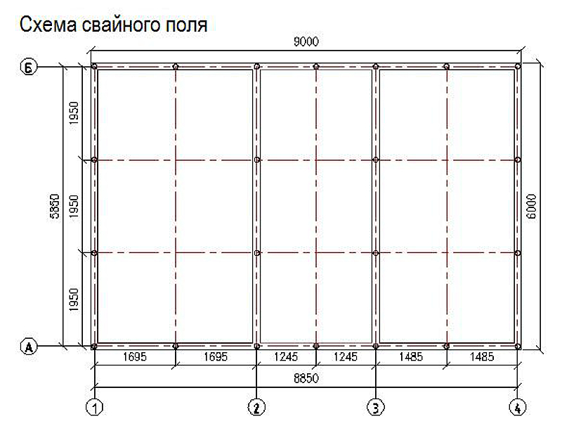 Схема свайного поля