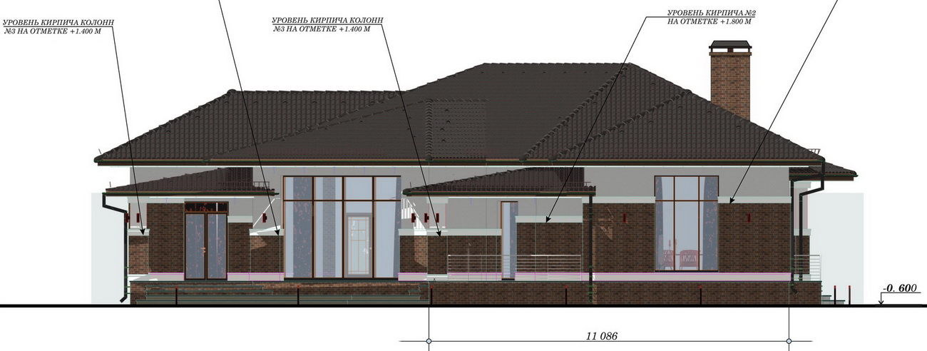 Дизайн фасада одноэтажного дома в стиле Райта - ARCH1 Architecture