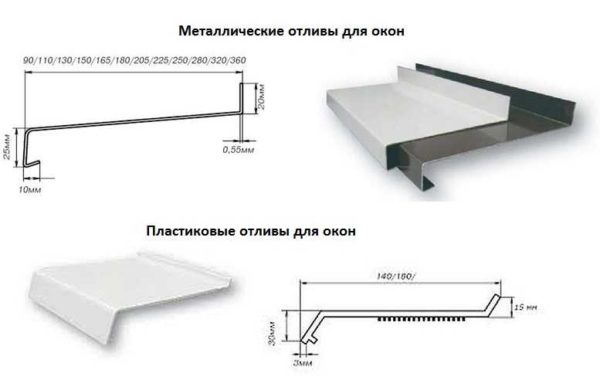 Металлические подоконники имеют более широкий размерный ряд