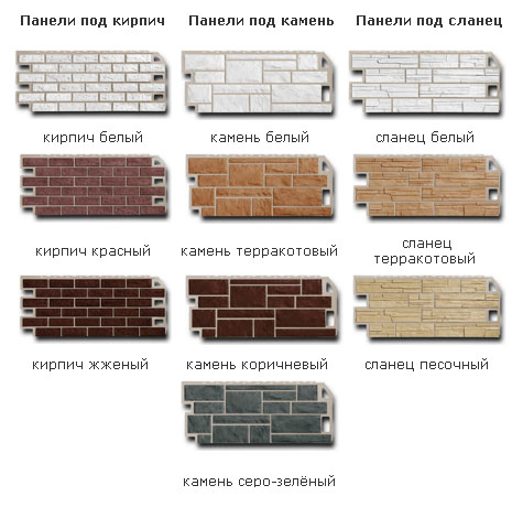 Цвета фасадных панелей под камень