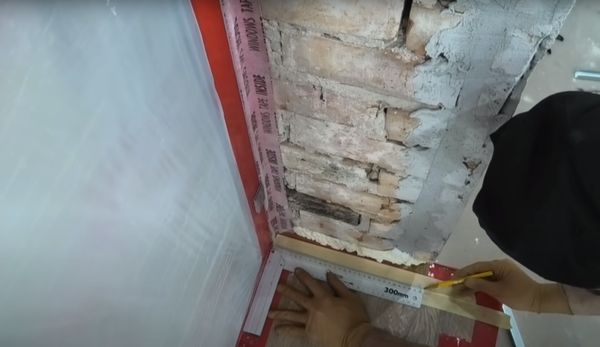 разметка места установки бокового откоса.